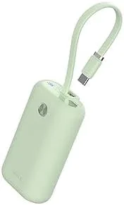 شارژر همراه کوچک iWALK با ظرفیت 10000 میلی آمپر ساعت، پاوربانک شارژ سریع USB-C 22.5W با کابل داخلی، باتری فوق العاده جمع و جور برای سری آیفون 17/16/15، سامسونگ و گوگل، سبز