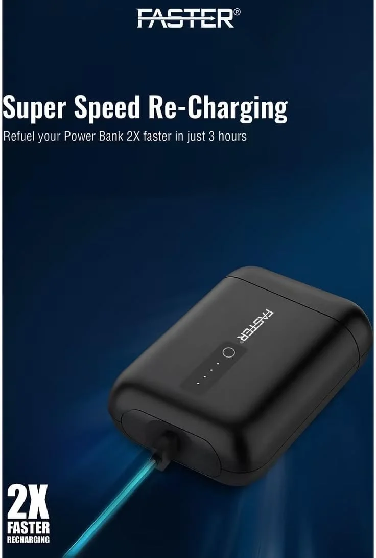 پاور بانک 10000mAh - شارژر قابل حمل سریع 22.5W با پورت های USB-A و USB-C - پاور پک قابل حمل جمع و جور برای لپ تاپ، تبلت و تلفن های هوشمند - پاوربانک مینی با طراحی شیک و جمع و جور