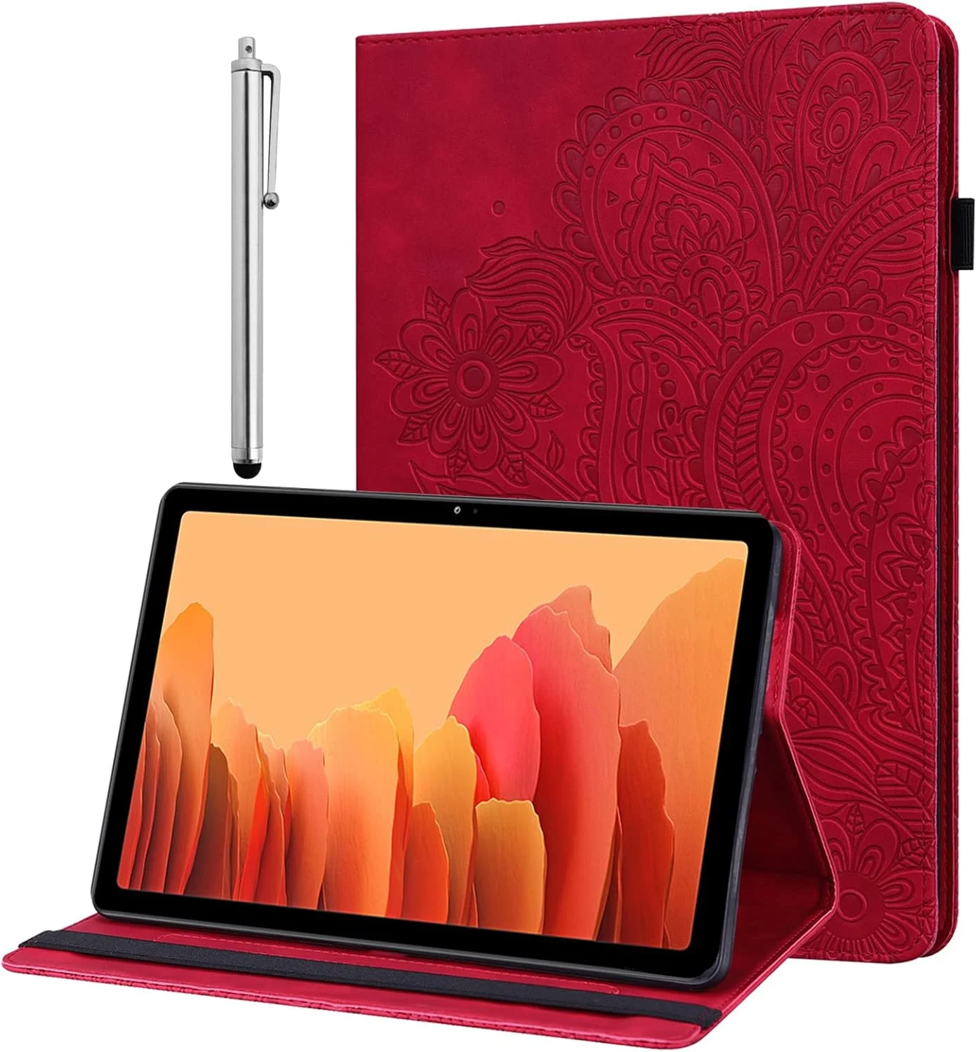 کیف تبلت گلاندوت برای سامسونگ گلکسی تب A 10.1 2019 (SM-T510/SM-T515) به همراه محافظ صفحه نمایش و قلم استایلوس - کیف چرمی PU تاشو و بسیار نازک - (طلایی رز)
