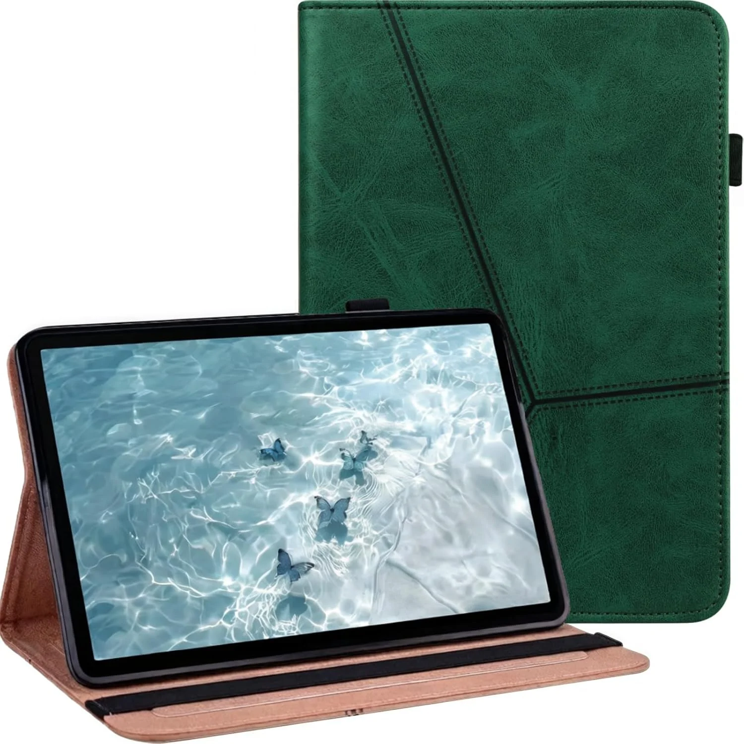 کیف تبلت سامسونگ گلکسی تب A9 پلاس 11 اینچ 2023 (مدل SM-X210/X216/X218) با جای قلم، روکش چرمی PU برای تبلت سامسونگ تب A9 پلاس 2023 - سبز