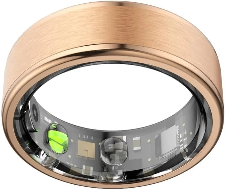 انگشتر هوشمند TCH مدل IRing R10 - ردیاب سلامتی و تناسب اندام برای آقایان و بانوان، پایش خواب، ضربان قلب و اکسیژن خون، فشار، ردیابی استرس، ضد آب، 7 روز عمر باتری (رزگلد سایز 11)