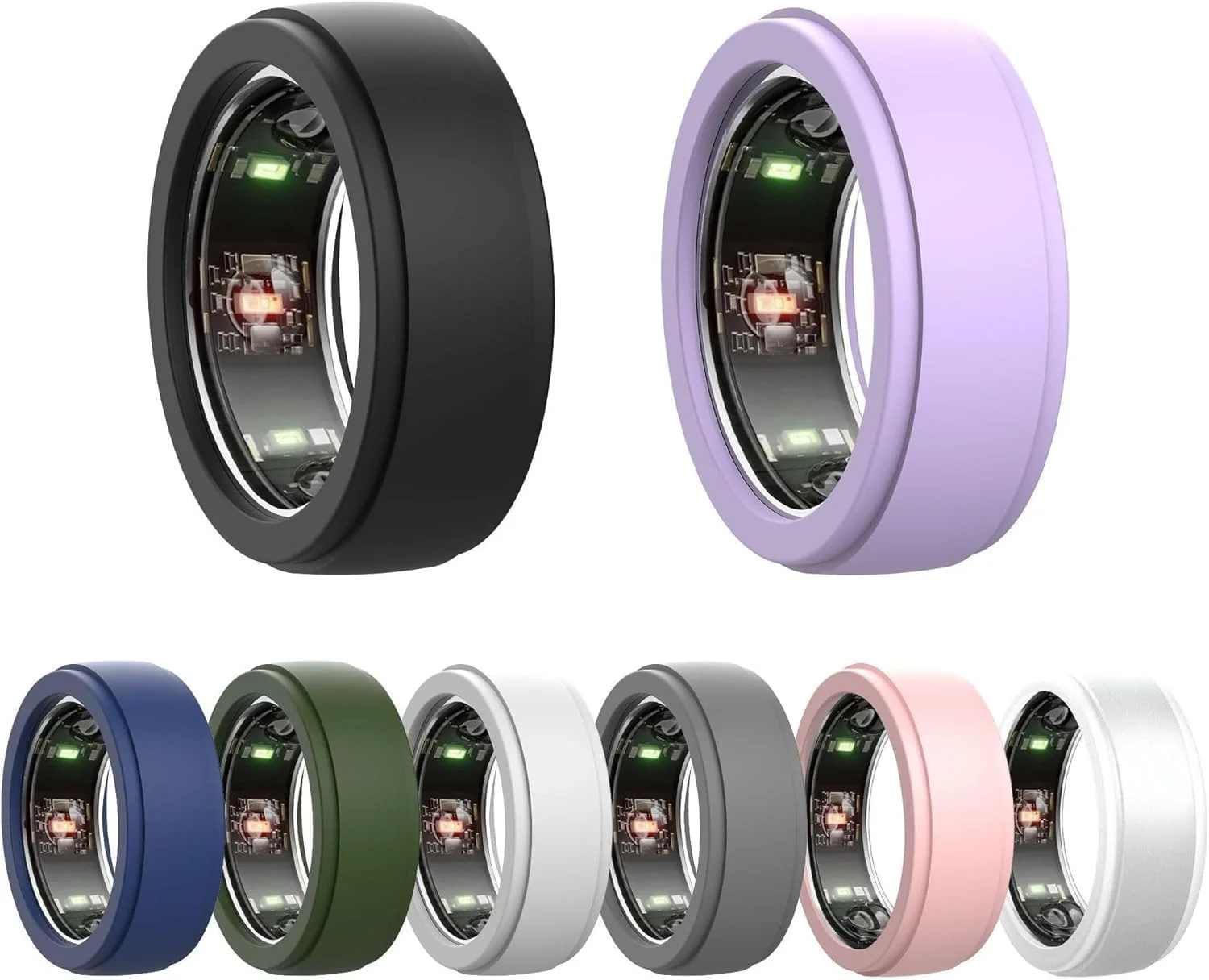 بسته 8 عددی روکش سیلیکونی برای حلقه های نسل 4/نسل 3 و حلقه های سامسونگ گلکسی، روکش سیلیکونی حلقه، محافظ سیلیکونی الاستیک ضد خش برای خانم ها و آقایان (S برای 6-10)