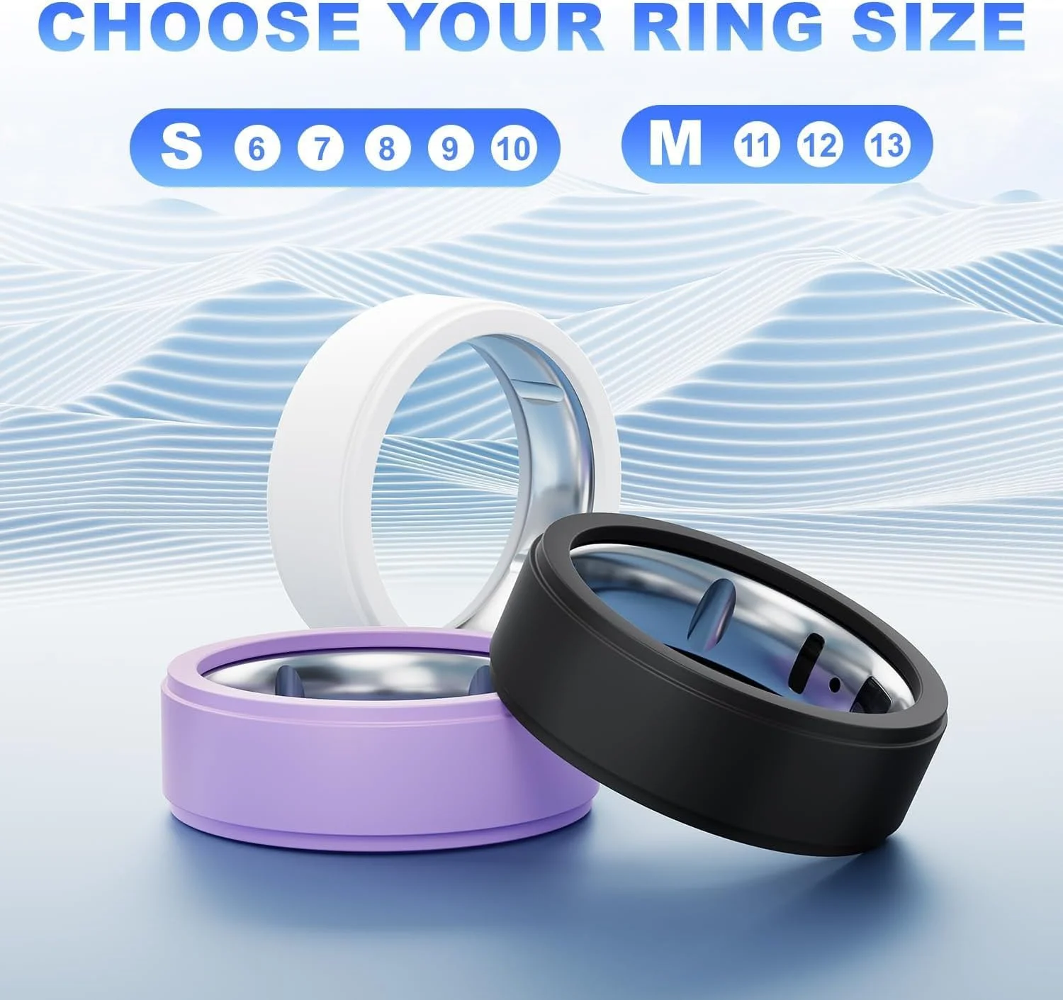 بسته 8 عددی روکش سیلیکونی برای حلقه های نسل 4/نسل 3 و حلقه های سامسونگ گلکسی، روکش سیلیکونی حلقه، محافظ سیلیکونی الاستیک ضد خش برای خانم ها و آقایان (S برای 6-10)