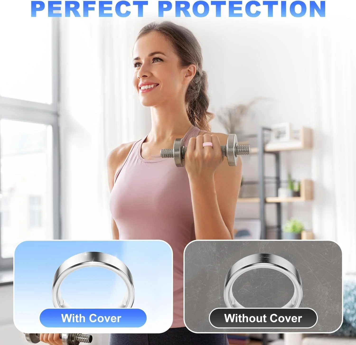 بسته 8 عددی روکش سیلیکونی برای حلقه های نسل 4/نسل 3 و حلقه های سامسونگ گلکسی، روکش سیلیکونی حلقه، محافظ سیلیکونی الاستیک ضد خش برای خانم ها و آقایان (S برای 6-10)