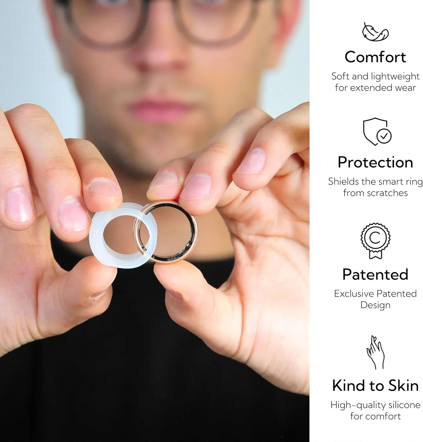 محافظ انگشتر هوشمند رینفیت - تقویت کننده سیلیکونی انگشتر برای سبک زندگی فعال و باشگاه - طرح ثبت شده SportFit U.S. - مات، سایز 11