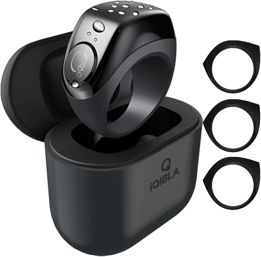 انگشتر هوشمند، انگشتر تسبیح، نماز مسلمانان، یادآوری زمان نماز، نمایشگر OLED، شمارنده، مشکی، ضد آب IPX67، فناوری پوشیدنی، 3 سایز سازگار (18/20/22 میلی متر)، همراه با جعبه شارژ