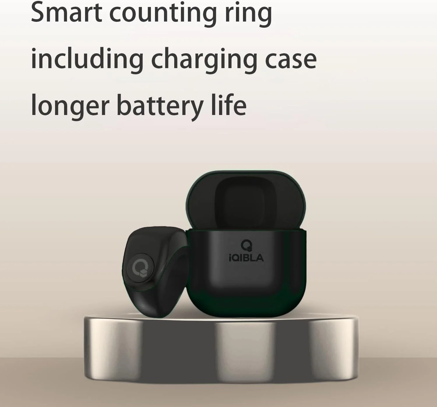 انگشتر هوشمند، انگشتر تسبیح، نماز مسلمانان، یادآوری زمان نماز، نمایشگر OLED، شمارنده، مشکی، ضد آب IPX67، فناوری پوشیدنی، 3 سایز سازگار (18/20/22 میلی متر)، همراه با جعبه شارژ