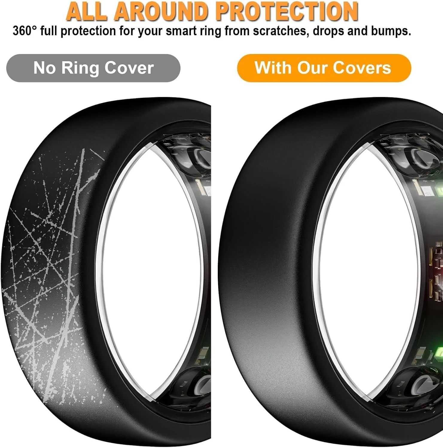 محافظ انگشتر هوشمند اورا، بسته 6 عددی، سازگار با انگشتر اورا نسل 3 / انگشتر الترا هیومن ایر / رینگ کان، لوازم جانبی قاب سیلیکونی نازک و نرم مردانه و زنانه