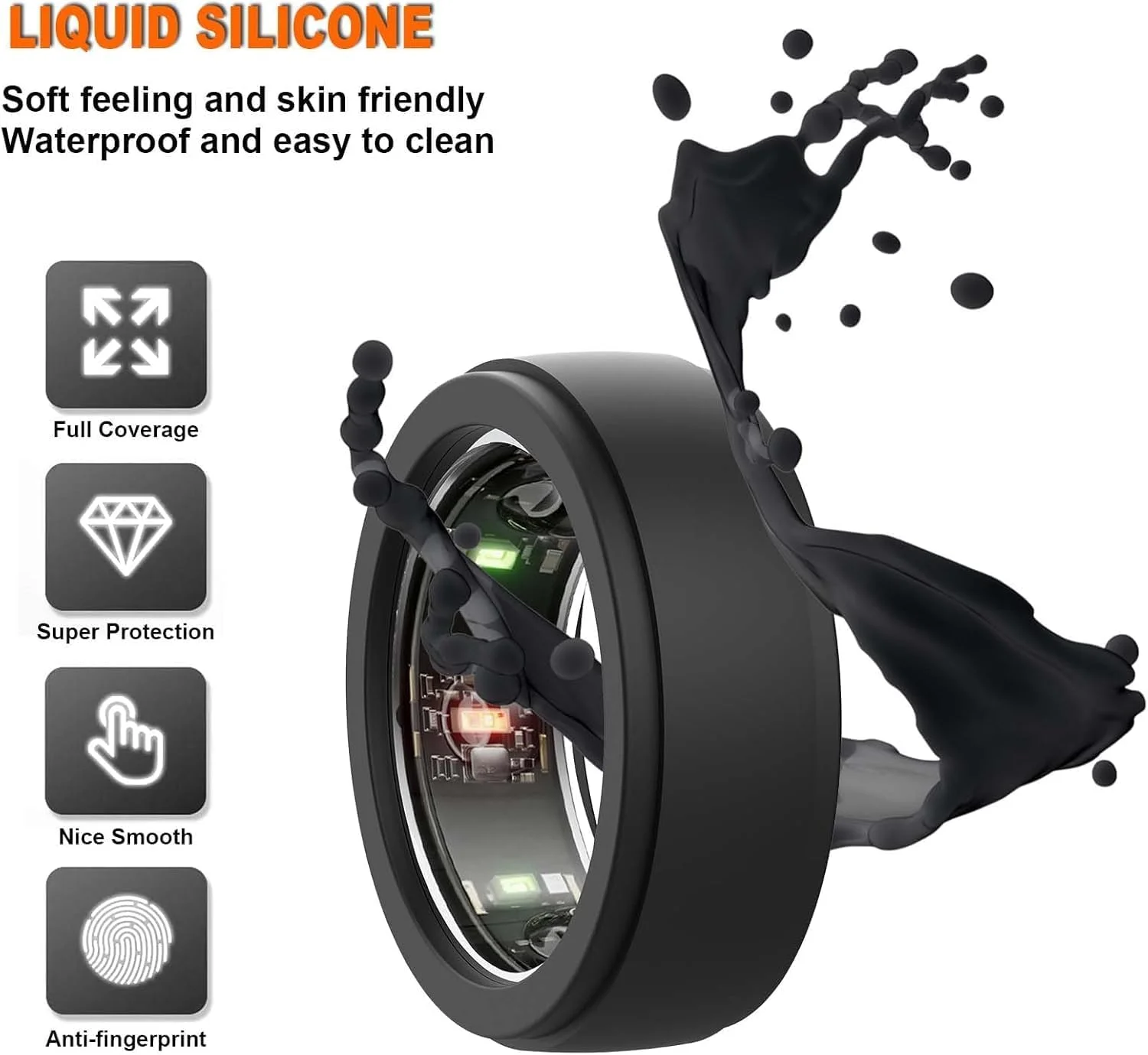 محافظ انگشتر هوشمند فوق العاده نازک 7 عددی - روکش های سیلیکونی نرم و تنفسی برای انگشتر Oura 3، انگشتر Samsung Galaxy، Ultrahuman، RingConn (مناسب برای سایزهای 6-10 ایالات متحده)