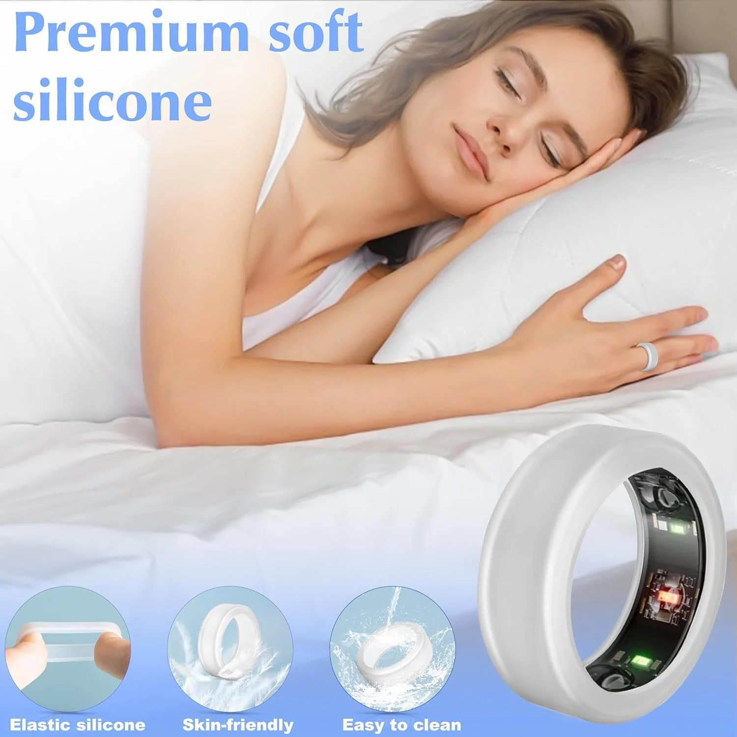 محافظ حلقه سیلیکونی 6 عددی برای حلقه های Oura Gen 4/Gen 3 و Ultrahuman - لوازم جانبی برای تمرین و استفاده روزانه (3 مشکی + 3 شفاف)، سایز S مناسب برای سایز انگشت 5-10