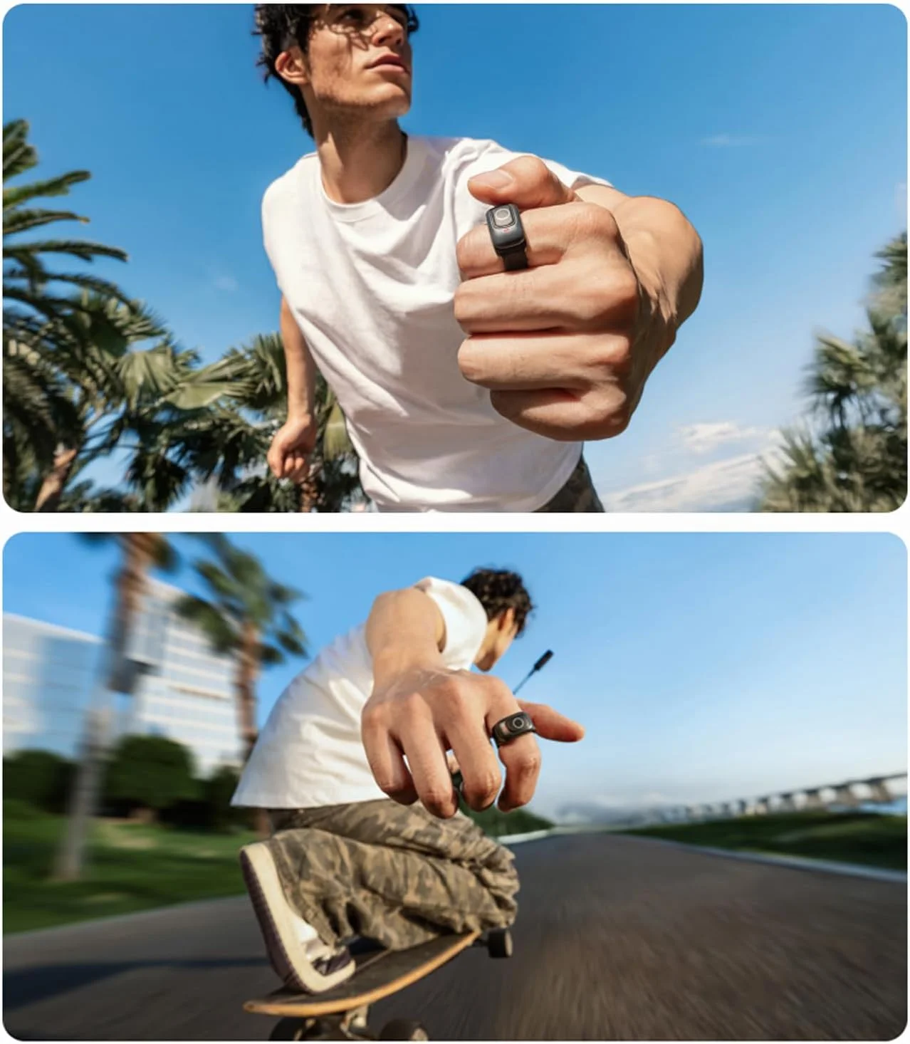 ریموت کنترل بلوتوثی برای دوربین های Insta360 X5/Ace Pro 2/GO Ultra، ریموت انگشتی کوچک با برد 20 متری، شاتر دوربین، ضد آب IPX7