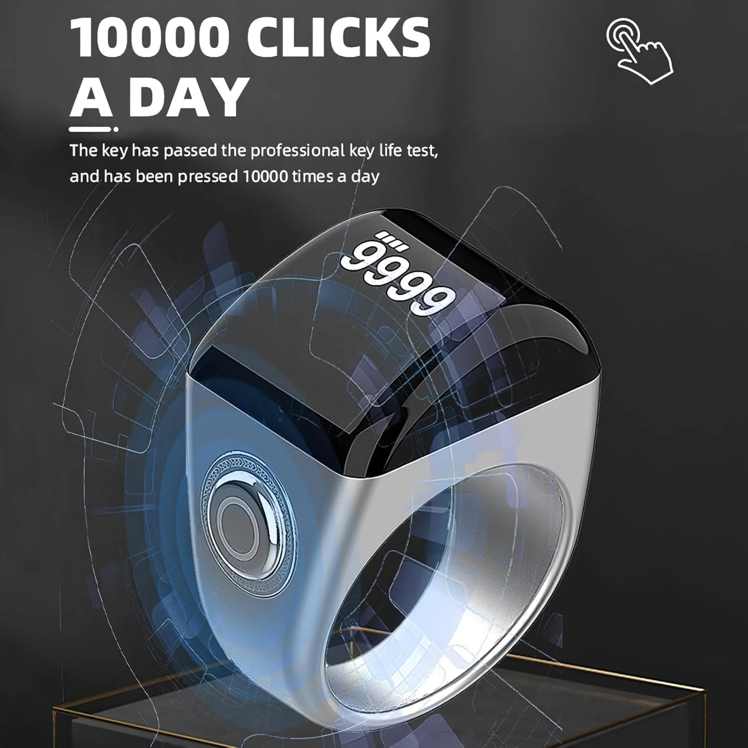 حلقه ذکر هوشمند الکترونیکی اوبست برای زنان و مردان، نماز مسلمانان، یادآوری زمان نماز با ویبره، شمارنده تسبیح، حلقه هوشمند با بلوتوث، 22 میلی متر، کنترل برنامه، USB