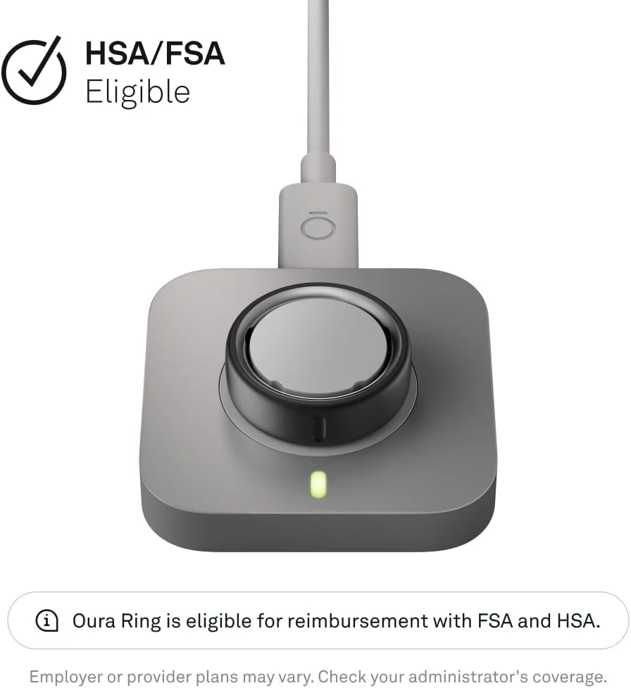 شارژر انگشتر هوشمند Oura Ring 4 - خاکستری - داک شارژ و کابل USB-C | باتری انگشتر هوشمند شما را تا 8 روز شارژ می کند