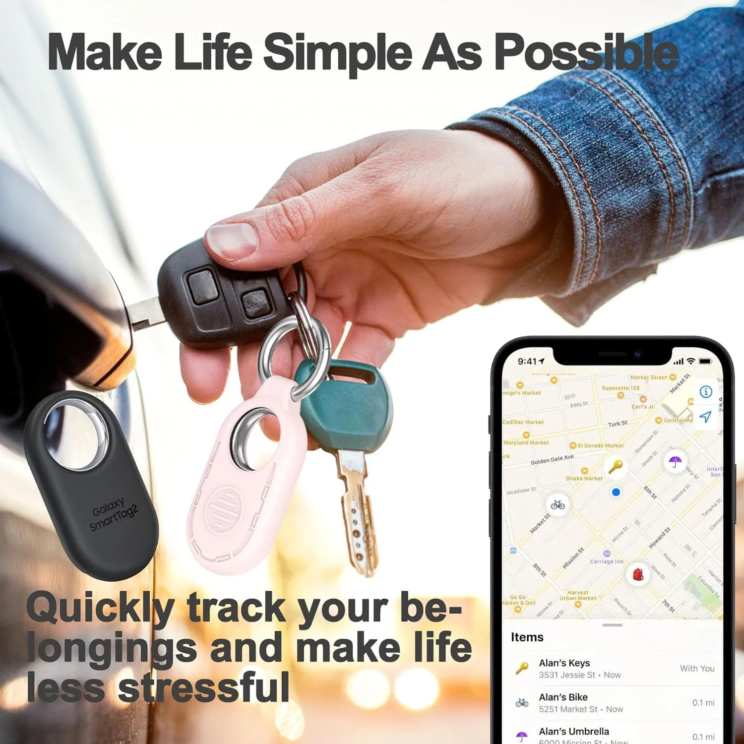 کاور سیلیکونی محافظ تگ هوشمند سامسونگ گلکسی SmartTag2، بسته 4 عددی، با حلقه کلید، نگهدارنده ردیاب برای چمدان، کیف پول، کلید، ضد گم شدن (مشکی، سفید، صورتی، سبز)