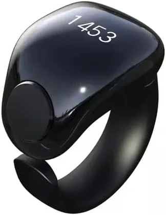 انگشتر هوشمند نماز شیک و مدرن، انگشتر خوش شانسی، ساعت، با شمارنده های نماز، 5 یادآور زمان، راهنمای نشانگر جهت، ساعت زنگ دار اذان، تسبیح 18/20 میلی متر