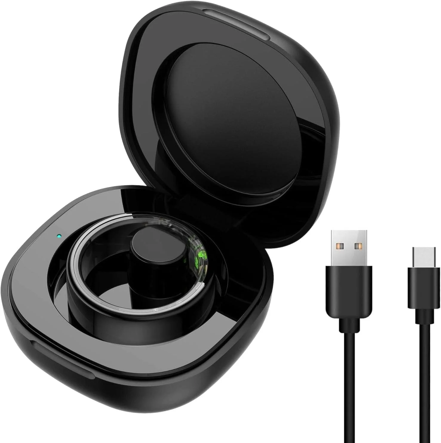 محفظه شارژ هوشمند مغناطیسی برای مدل‌های R02 R03 R06 R11M R8 H01 SR05، جعبه شارژر قابل حمل 200 میلی آمپری با Type C، محفظه شارژ مسافرتی فشرده ABS (بدون حلقه)