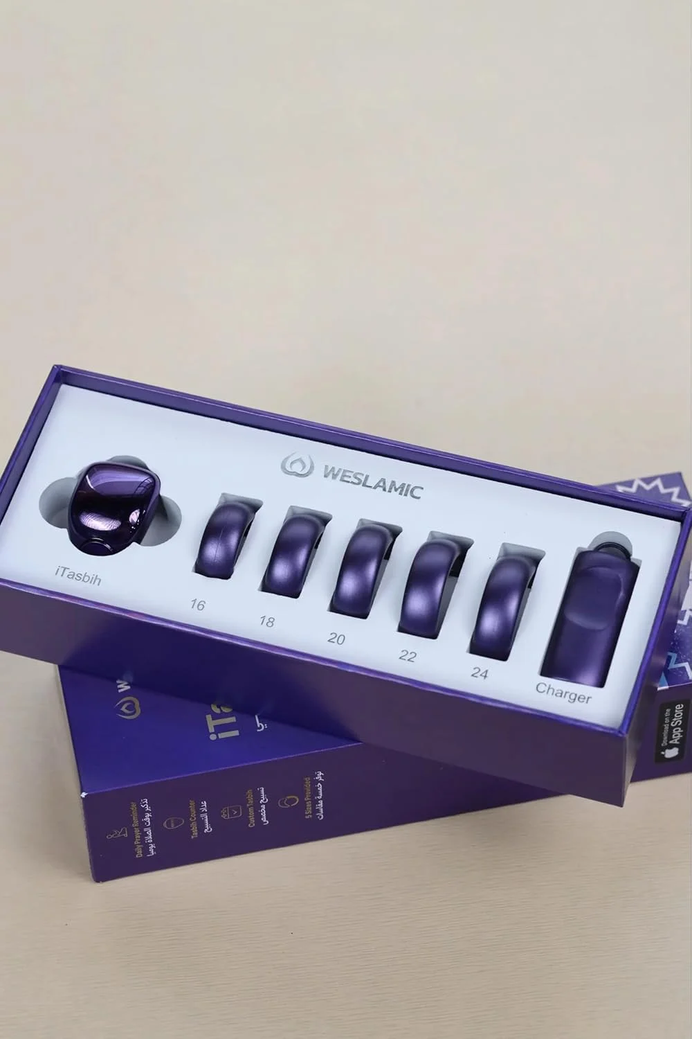 حلقه تسبیح هوشمند آی تسبیح WESLAMIC iTasbih-Faith (بنفش یاسی) 2025 جدید!!