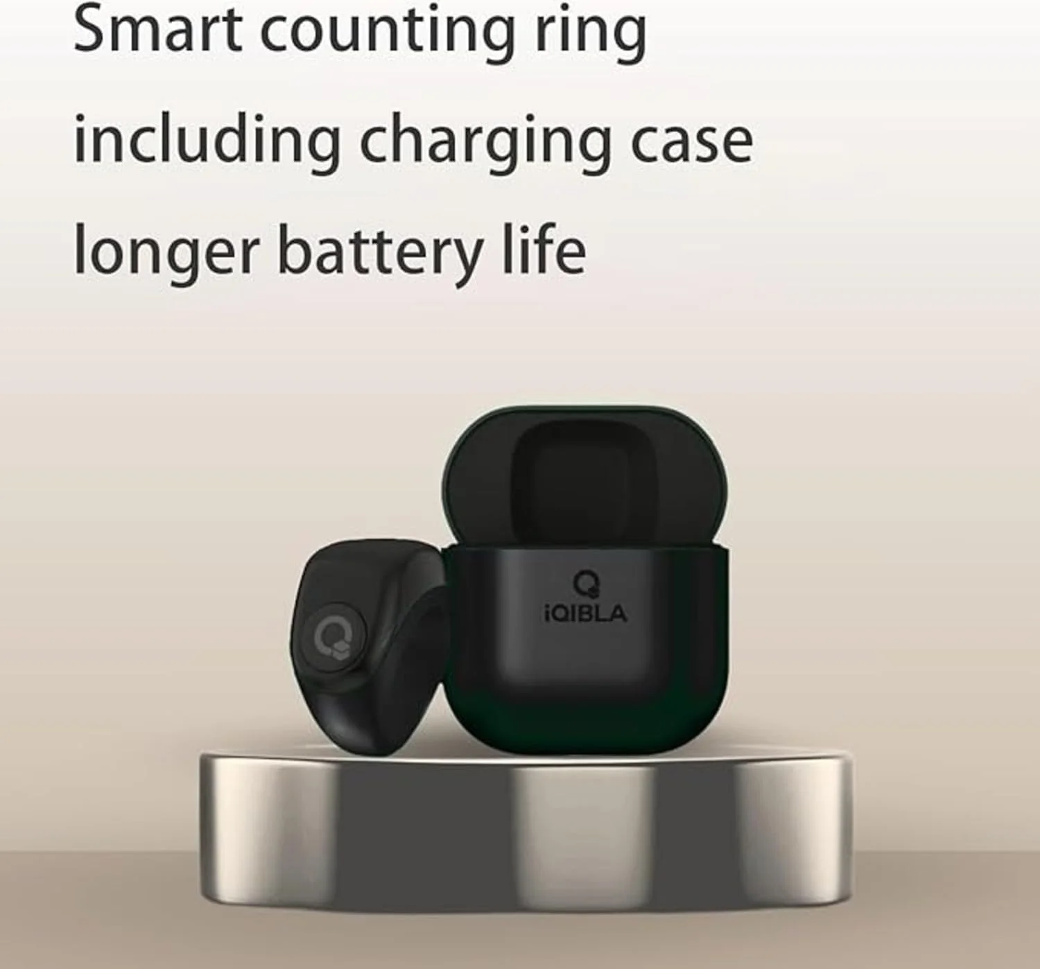 حلقه ذکر هوشمند جود مدل J01، شمارنده تسبیح هوشمند با صفحه نمایش OLED، ضد آب IP67، در 3 سایز (18/20/22 میلی متر) + جعبه شارژ (آبی)