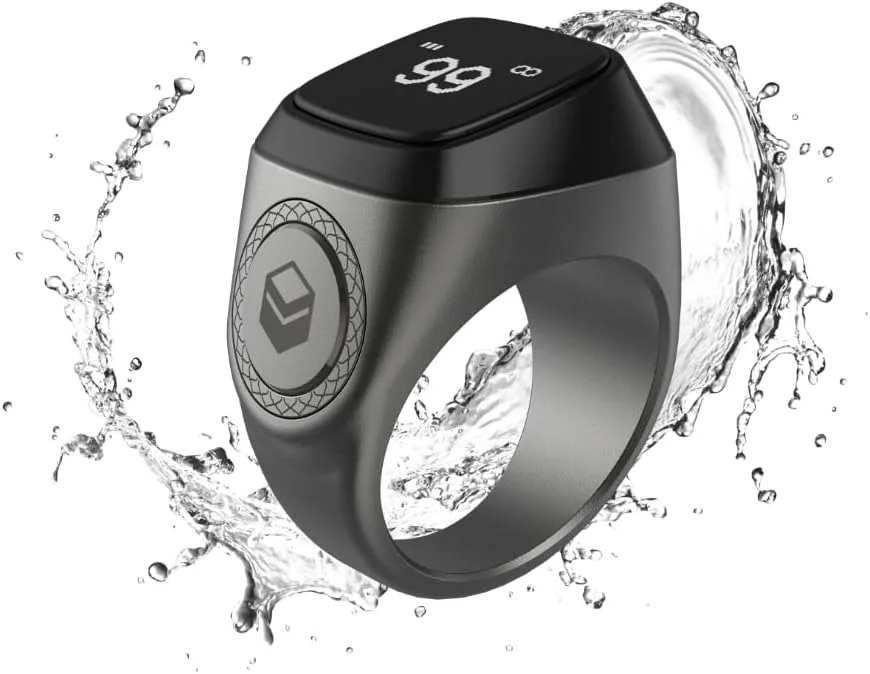 انگشتر ذکر هوشمند iQibla از جنس آلومینیوم، گرافیت 18 میلی متر، خاکستری، M0218Ge