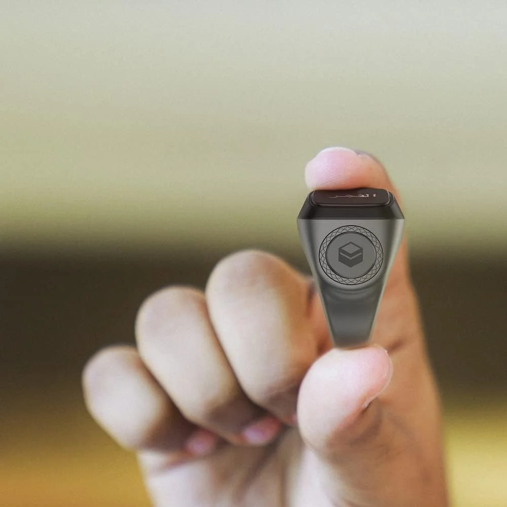 انگشتر ذکر هوشمند iQibla از جنس آلومینیوم، گرافیت 18 میلی متر، خاکستری، M0218Ge