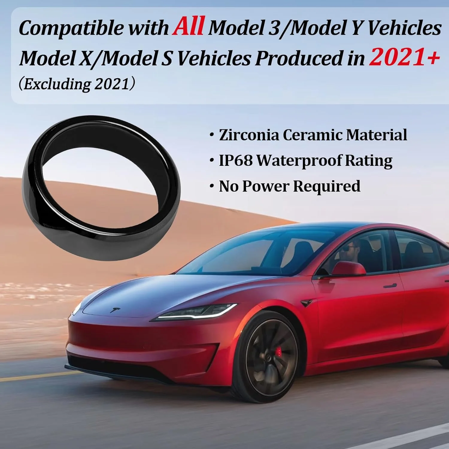 حلقه هوشمند سرامیکی RFID تسلا، جایگزین کارت و سوییچ کلید برای مدل های تسلا 3/Y/X/S (شماره 9)