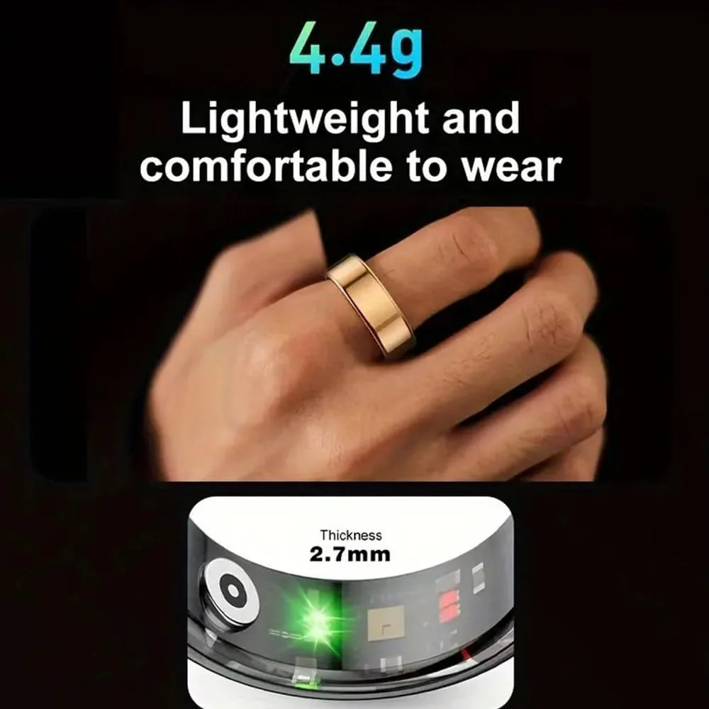 انگشتر هوشمند رویال مرلین برای آقایان و بانوان | ردیاب خواب و تناسب اندام ممتاز با قابلیت پایش ضربان قلب، HRV و استرس – سایز 11 طلایی