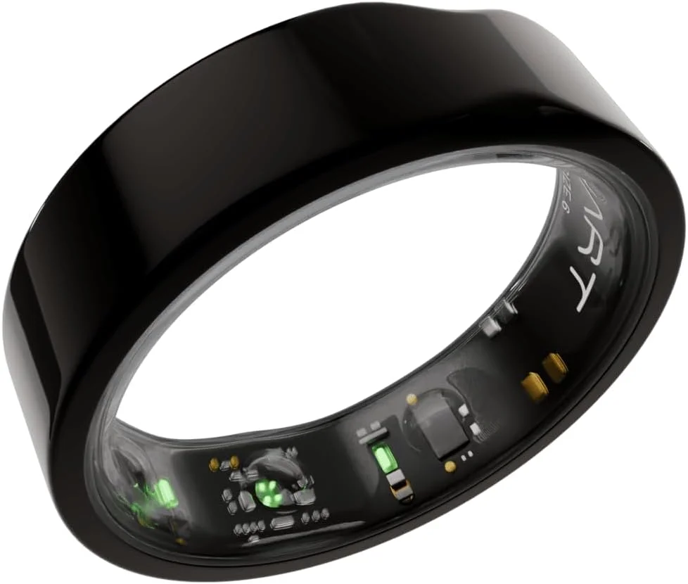 حلقه هوشمند HART ردیاب تناسب اندام униsex سایز اول با کیت سایزبندی | ردیابی خواب، استرس و مدیریت وزن | باتری با عمر 8+ روز | مقاوم در برابر آب تا 50 متر | تیتانیوم (مشکی متالیک، 9)