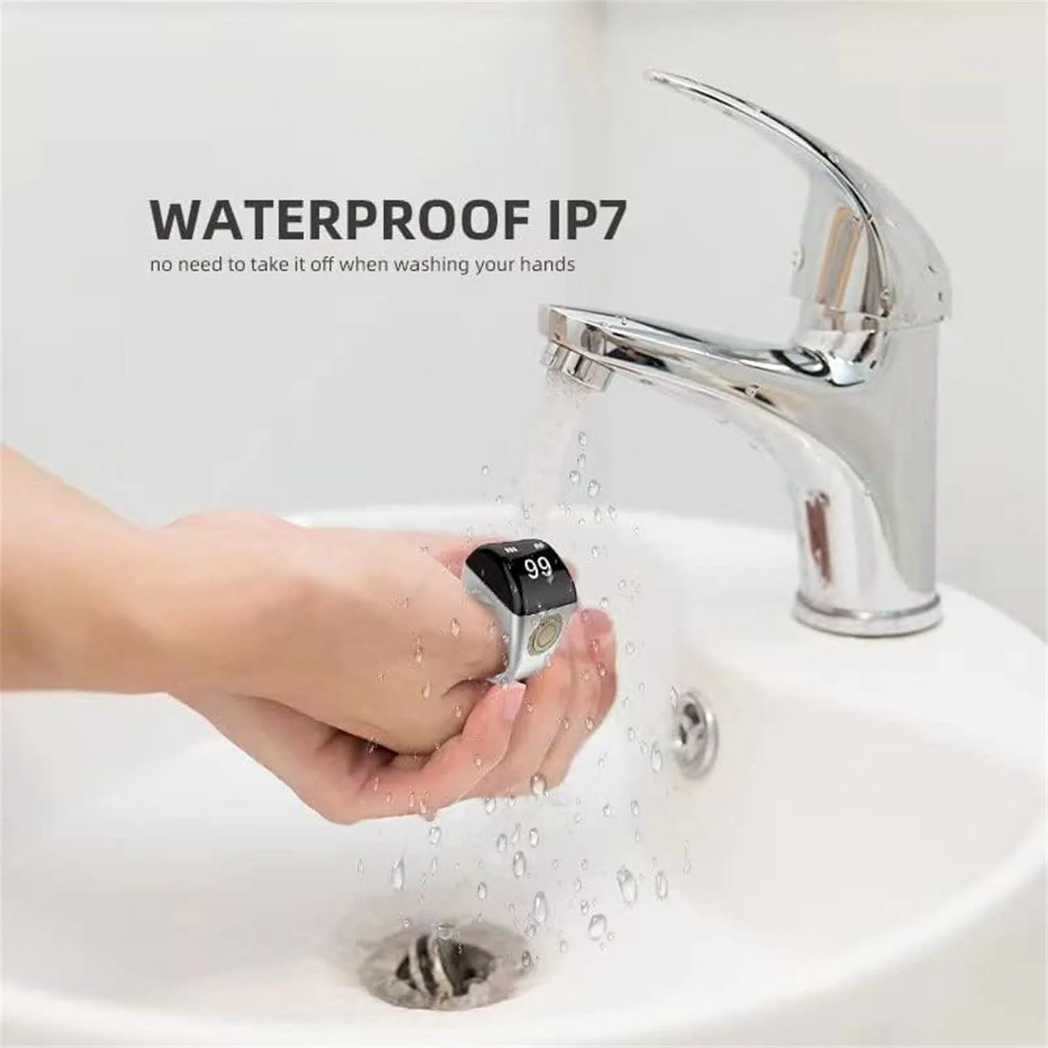 حلقه هوشمند ذکر شمار Fawoonu، حلقه هوشمند ضدآب IP7، یادآوری 5 زمان نماز، نمایشگر OLED، تنظیم شمارش سفارشی، مناسب برای تمام سنین 18 20 22 میلی متر