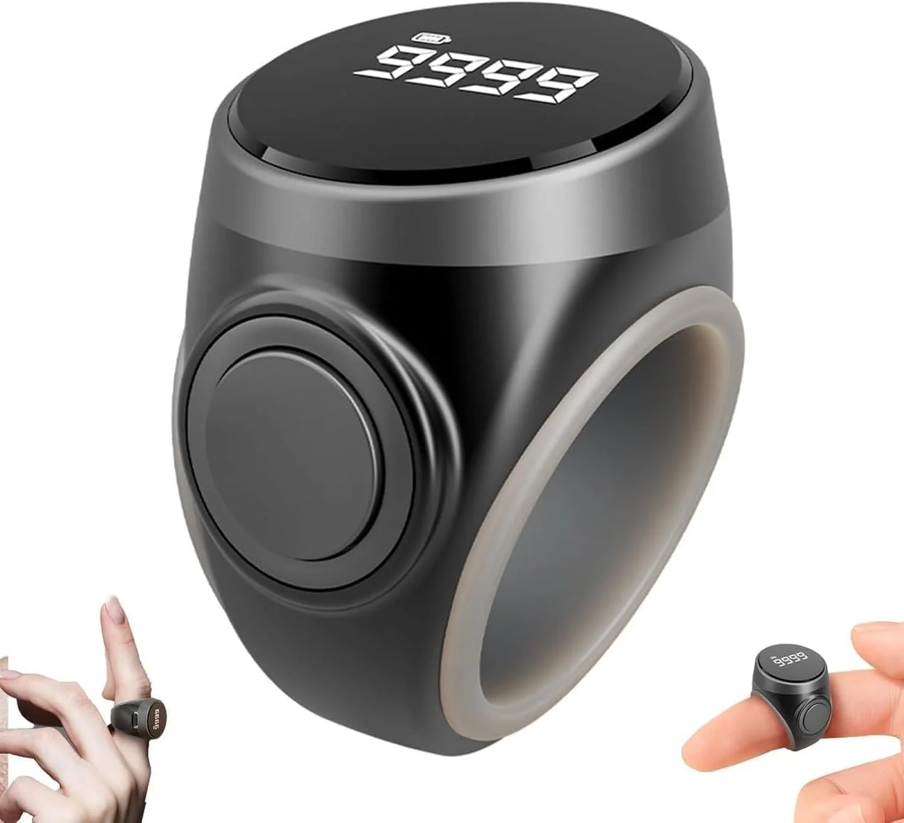 حلقه تسبیح شمار دیجیتال، شمارنده هوشمند ذکر مسلمان، ضد آب، 2 سایز قابل تنظیم 18-22 میلی متر (قرمز بادى)