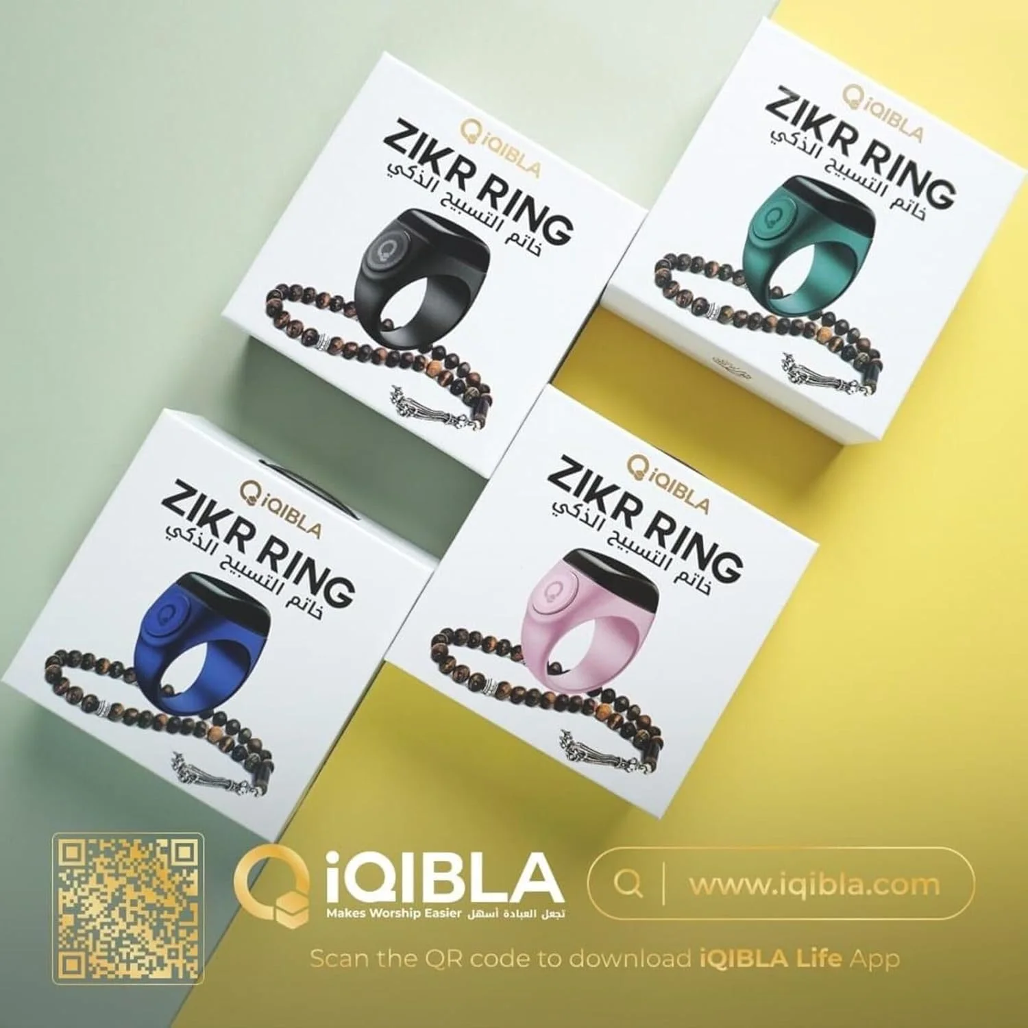 حلقه تسبیح دیجیتال هوشمند نور مدل N01 با نمایشگر OLED، شمارنده ذکر مسلمان، یادآور 5 وقت نماز (مشکی، 18 میلی متر)