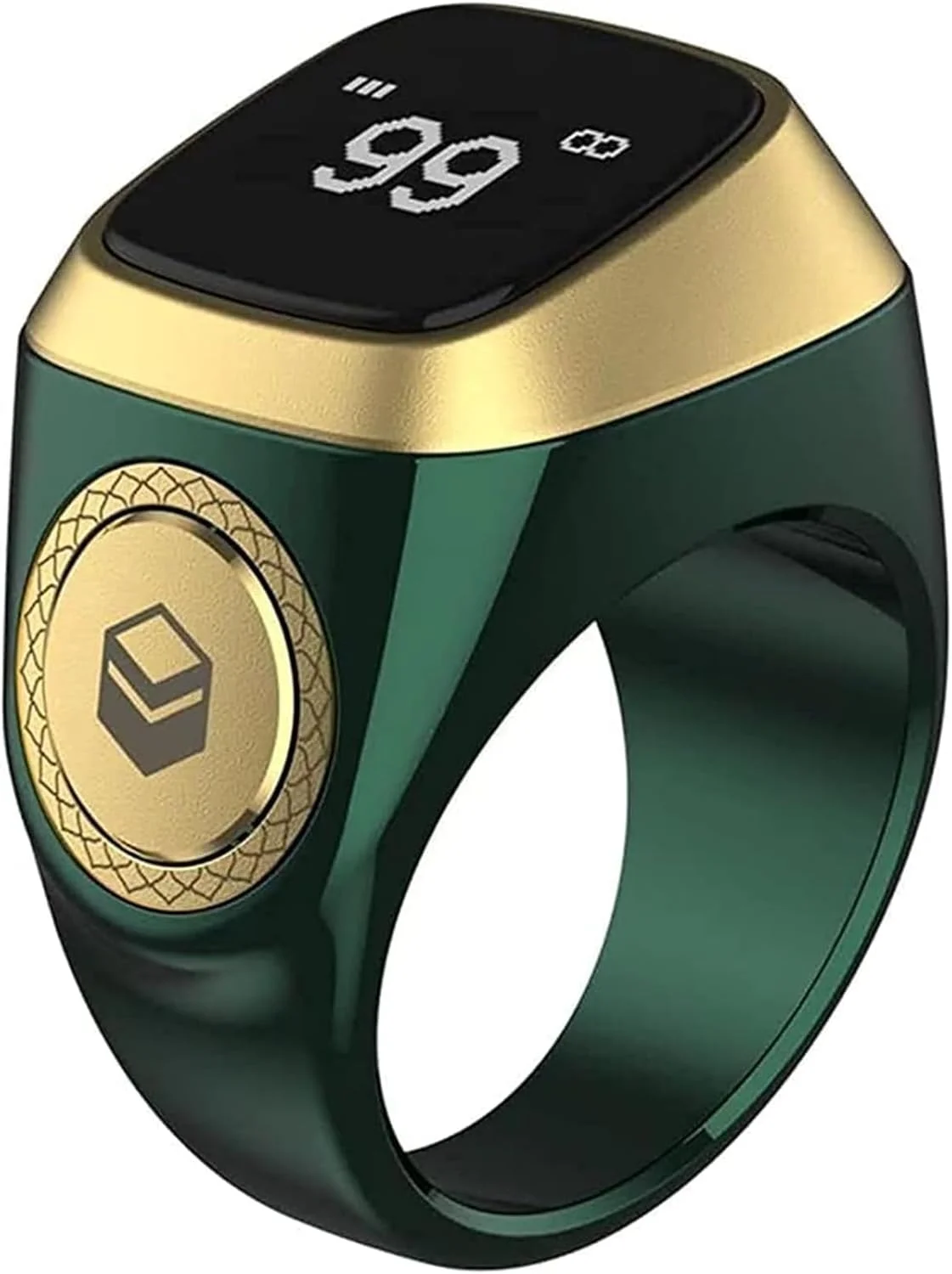 حلقه ذکر هوشمند آلیاژ فلزی M02/ Pro با جعبه، تسبیح دیجیتال iQibla، حلقه شمارنده الکترونیکی با یادآوری 5 زمان نماز (سبز، 18 میلی متر)