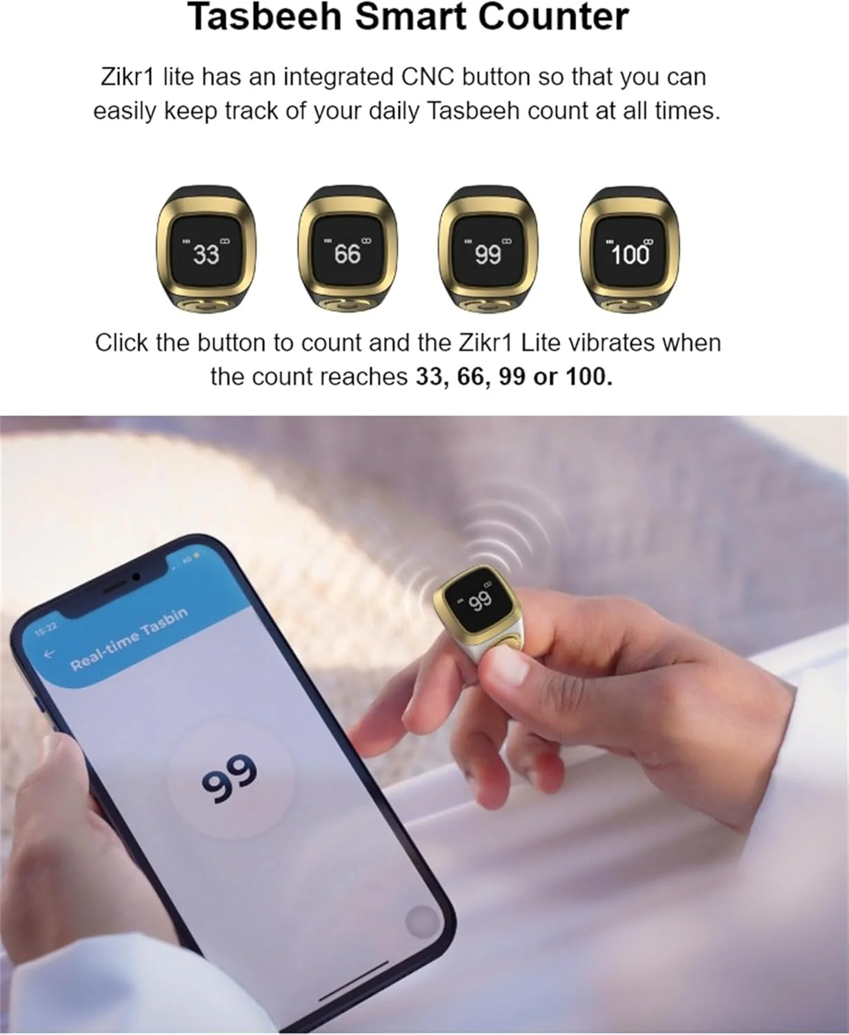 انگشتر شمارنده هوشمند برای مردان، تسبیح دیجیتال، انگشترهای هوشمند نماز اسلامی مسلمانان، ساعت زنگ دار اذان، شمارنده انگشتی، هدیه، یادآوری زمان نماز، ردیاب نماز (سبز، 18 میلی متر)