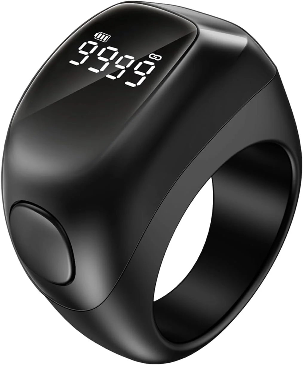 انگشتر تسبیح هوشمند 18mm 20mm 22mm، شمارنده ذکر مسلمان با نمایشگر OLED، یادآوری خودکار زمان نماز، ردیاب ذکر دیجیتال اسلامی ضد آب برای نماز