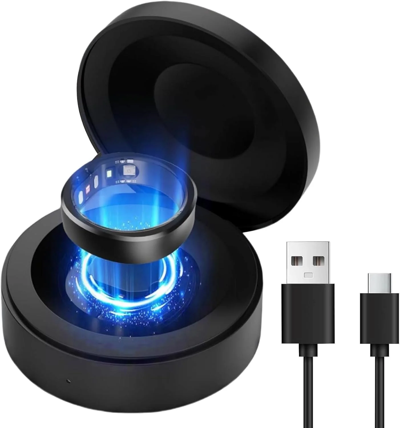 محفظه شارژر انگشتر هوشمند برای RingConn Gen 1/2/2 Air، داک شارژر قابل حمل 590mAh با چراغ نشانگر، جعبه شارژ سریع مغناطیسی USB C برای انگشتر هوشمند، مناسب برای مسافرت (6-7#)