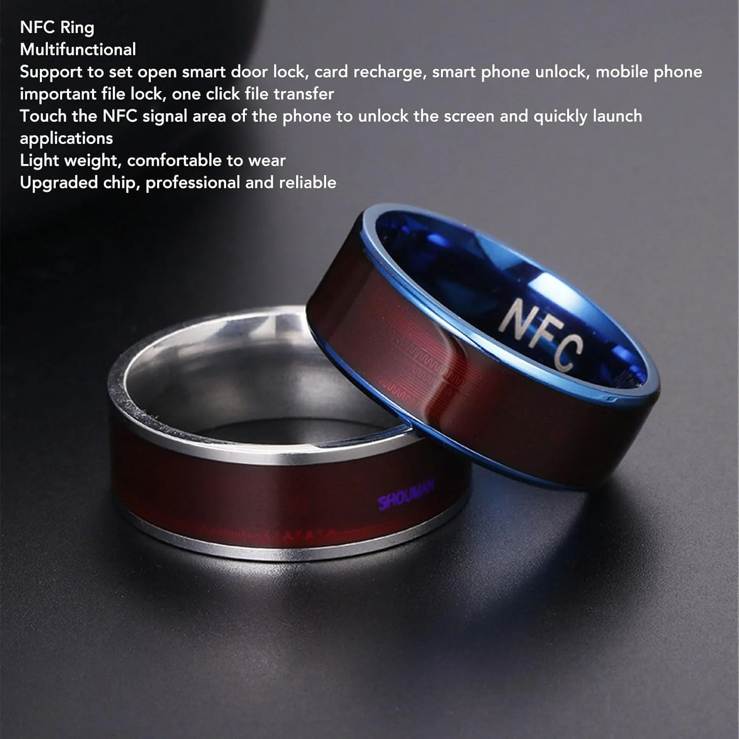 حلقه هوشمند NFC پرداخت بدون تماس، حلقه هوشمند NFC دستگاه پوشیدنی، حلقه ردیاب تناسب اندام، حلقه سبک وزن هوشمند چند منظوره جهانی برای تلفن همراه