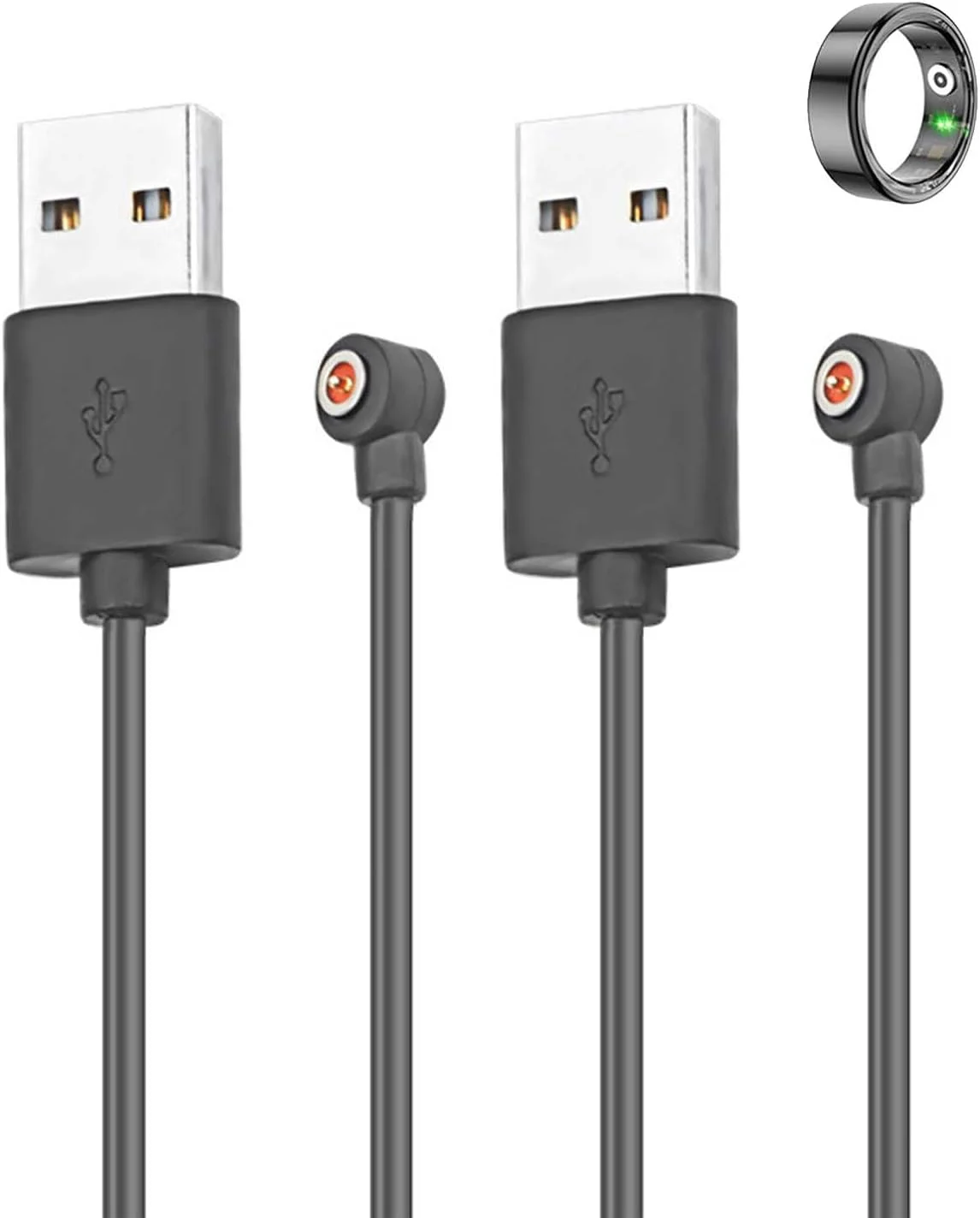 [بسته 2 عددی] شارژر حلقه هوشمند، شارژ مغناطیسی جهانی جایگزین مناسب حلقه / محصولات دیجیتال 3C / ساعت حلقه تناسب اندام دست، حلقه گرد 4.0 میلی متر شارژ ایمن