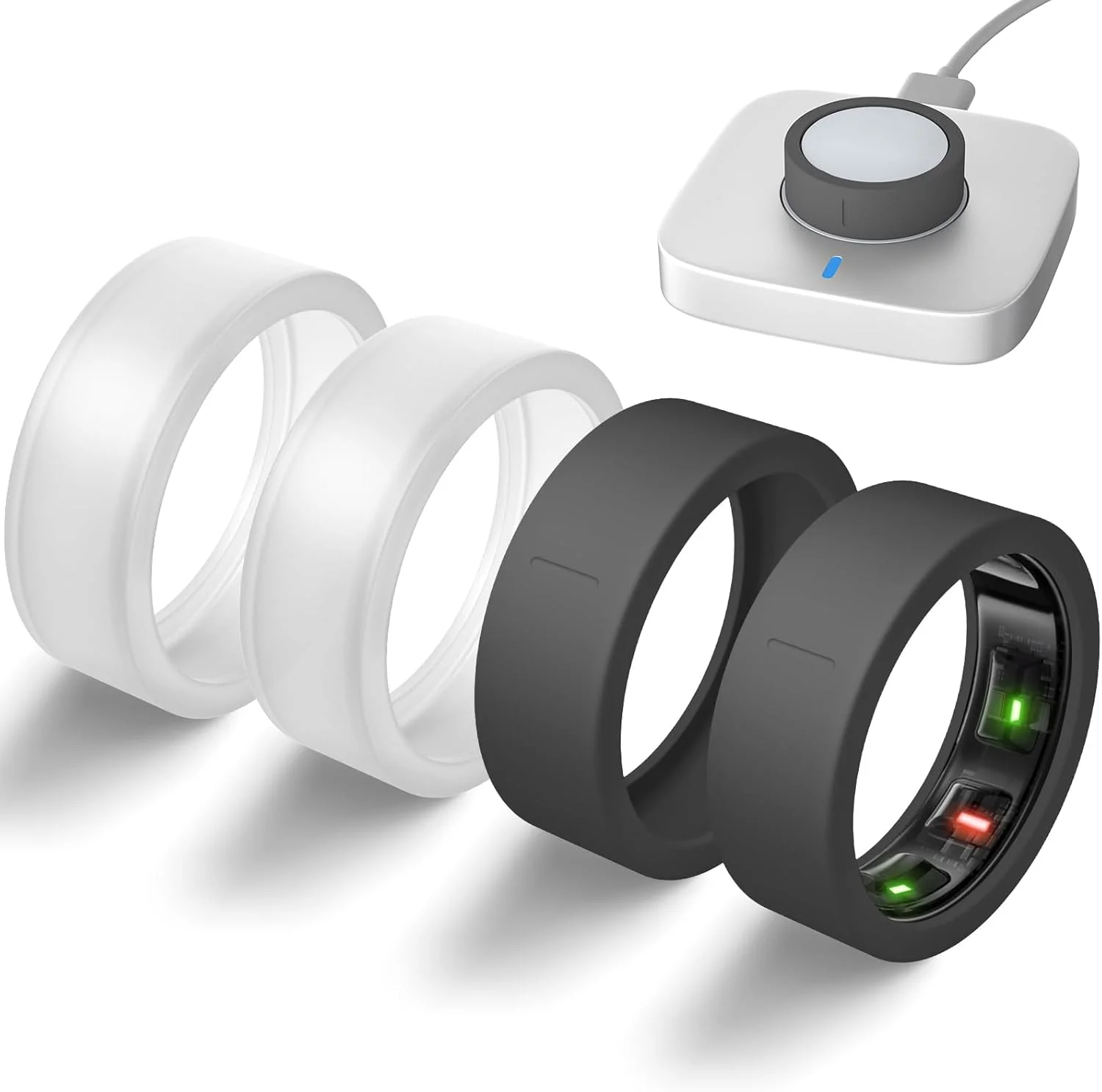 کاورهای فوق نازک سازگار با حلقه Oura نسل 4/کاور Oura نسل 3، محافظ سیلیکونی الاستیک ضد خش، لوازم جانبی حلقه هوشمند برای حلقه ULTRAHUMAN AIR، مناسب بانوان و آقایان، بسته 4 عددی