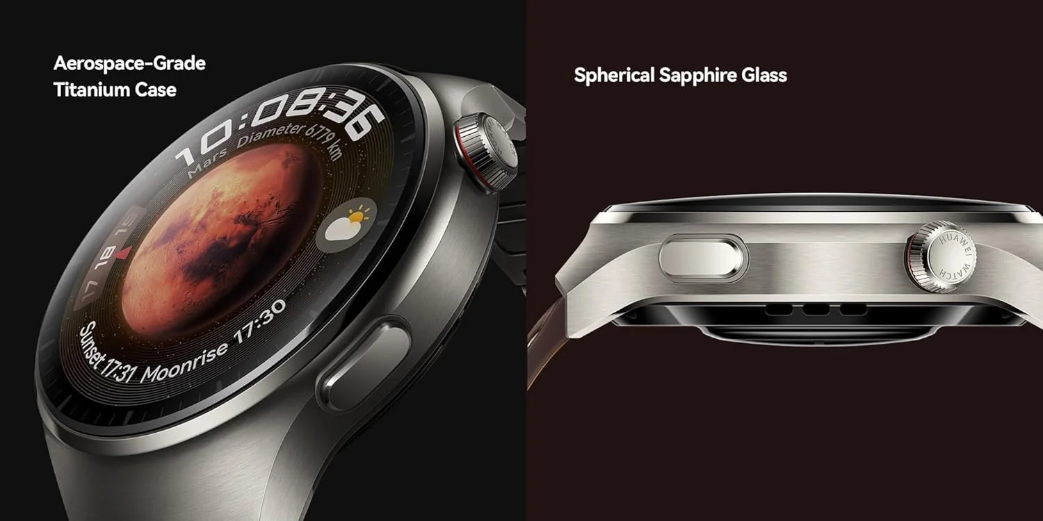 ساعت هوشمند HUAWEI Watch 4 Pro، شیشه یاقوت کبود کروی، بررسی سریع سلامتی، تماس سلولی eSIM، حلقه‌های فعالیت جدید، عمر باتری 21 روزه، تجزیه و تحلیل ECG، سازگار با اندروید و iOS، تیتانیوم