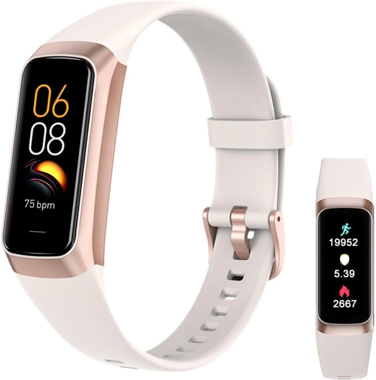 ردیاب تناسب اندام، مچ بند هوشمند ردیاب گام، صفحه نمایش رنگی لمسی 1.1 اینچی AMOLED، مچ بند ضد آب تناسب اندام با مانیتور اکسیژن خون/ضربان قلب/شمارنده گام/زنگ هشدار/تایمر/کالری/مانیتور خواب