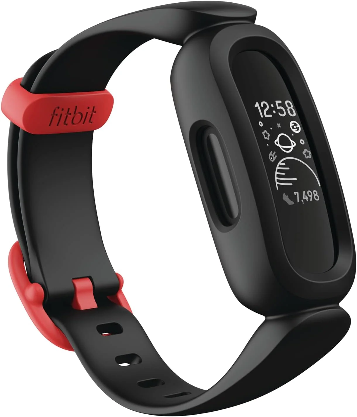 فیت بیت ایس 3، ردیاب فعالیت برای کودکان 6 سال به بالا با صفحه نمایش ساعت متحرک، عمر باتری تا 8 روز و مقاوم در برابر آب تا 50 متر، مشکی/قرمز اسپرت، سایز آزاد