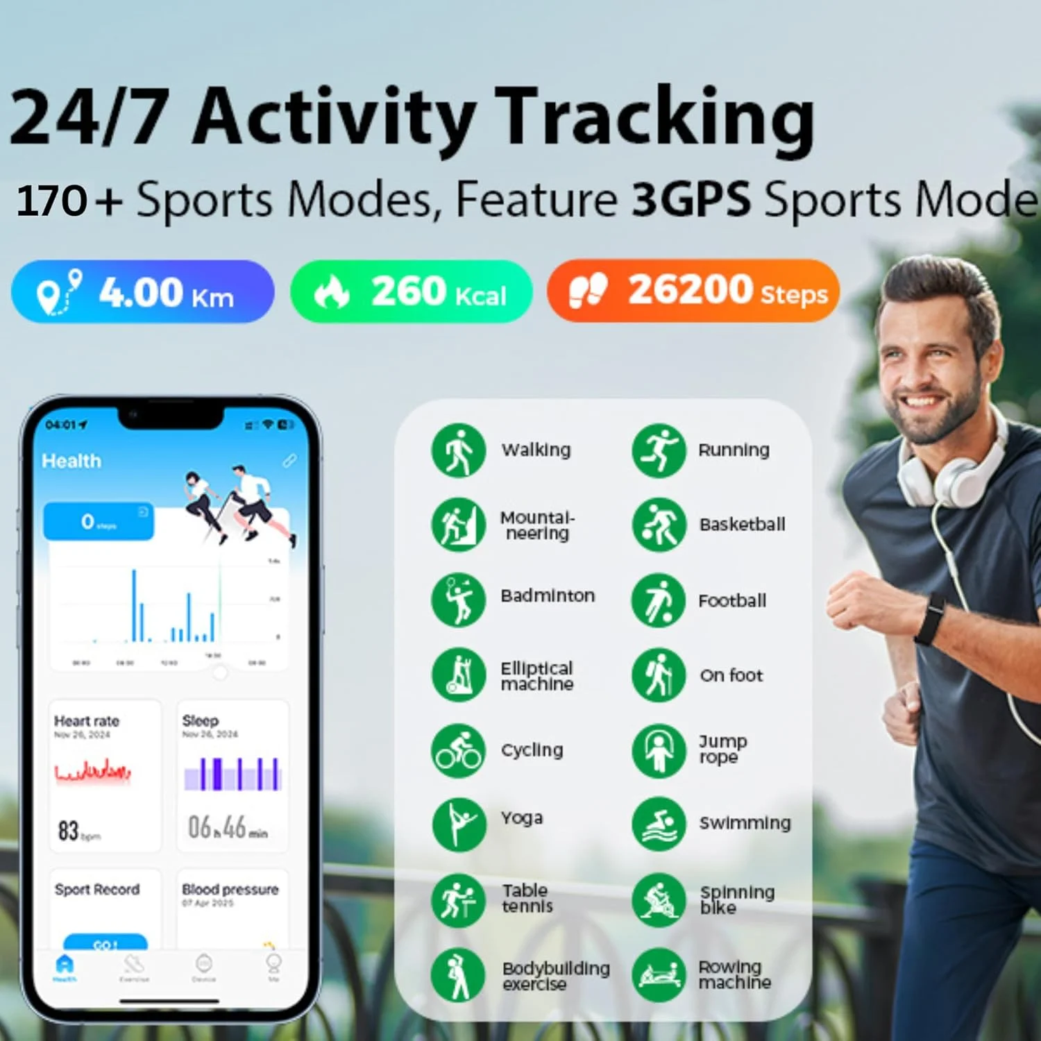 دستبند هوشمند، مچ بند سلامت هوشمند، ردیاب فعالیت و تناسب اندام 24/7 در همه شرایط آب و هوایی با 2 بند، شمارنده کالری قدم بیش از 170 ورزش، نظارت بر ضربان قلب، ردیاب خواب 24 ساعته ضد آب - برنامه رایگان (مشکی)