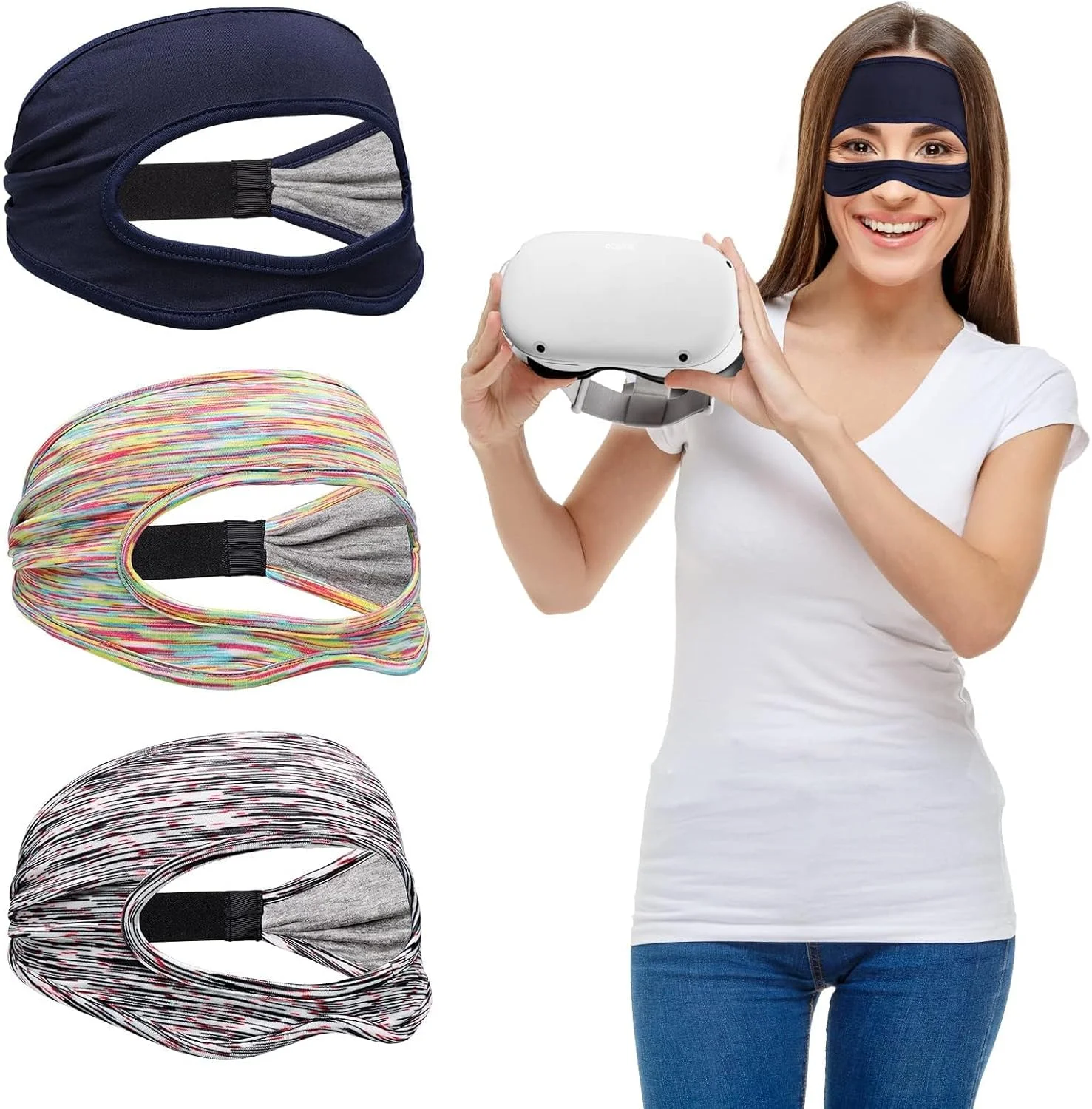 ماسک چشم واقعیت مجازی، 3 عدد پوشش صورت قابل تنظیم، سبک وزن و تنفس پذیر، سازگار با اکثر دستگاه های واقعیت مجازی، لوازم جانبی هدست واقعیت مجازی برای بازی، تمرینات ورزشی و تناسب اندام