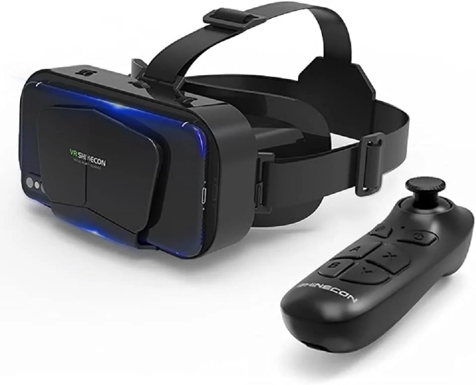 هدست واقعیت مجازی BASERY با کنترل از راه دور، سازگار با گوشی های آیفون و اندروید با صفحه نمایش 3.5 تا 7.2 اینچ، عینک واقعیت مجازی سه بعدی HD سبک و قابل تنظیم برای کودکان یا بزرگسالان، مشکی (G10+ SC-B03)، NFC