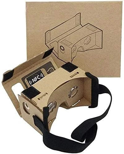 HRX - هدست واقعیت مجازی مقوایی گوگل، جعبه سه بعدی عینک واقعیت مجازی با لنز اپتیکال سه بعدی بزرگ و شفاف و بند سر راحت برای همه گوشی های هوشمند 3-6 اینچی - زرد