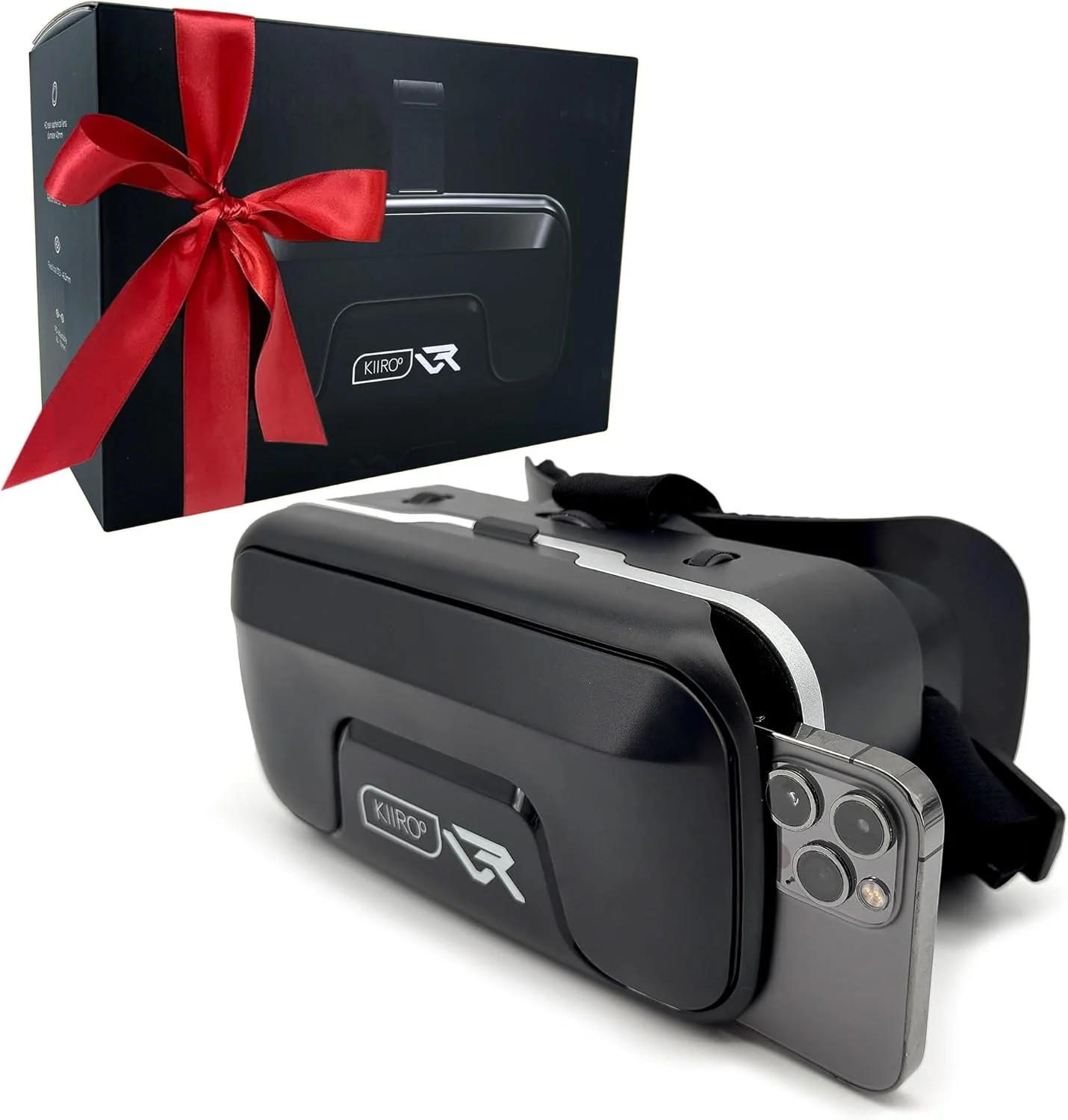 هدست واقعیت مجازی Kiiroo برای گوشی - بهینه شده برای محتوای واقعیت مجازی - برای آیفون، اندروید و ویندوز - مناسب برای دستگاه های 5.5 تا 7.2 اینچی - سازگار با عینک - لنز غیرکروی رزین HD 40 میلی متری - IPD قابل تنظیم و فوکوس ثابت
