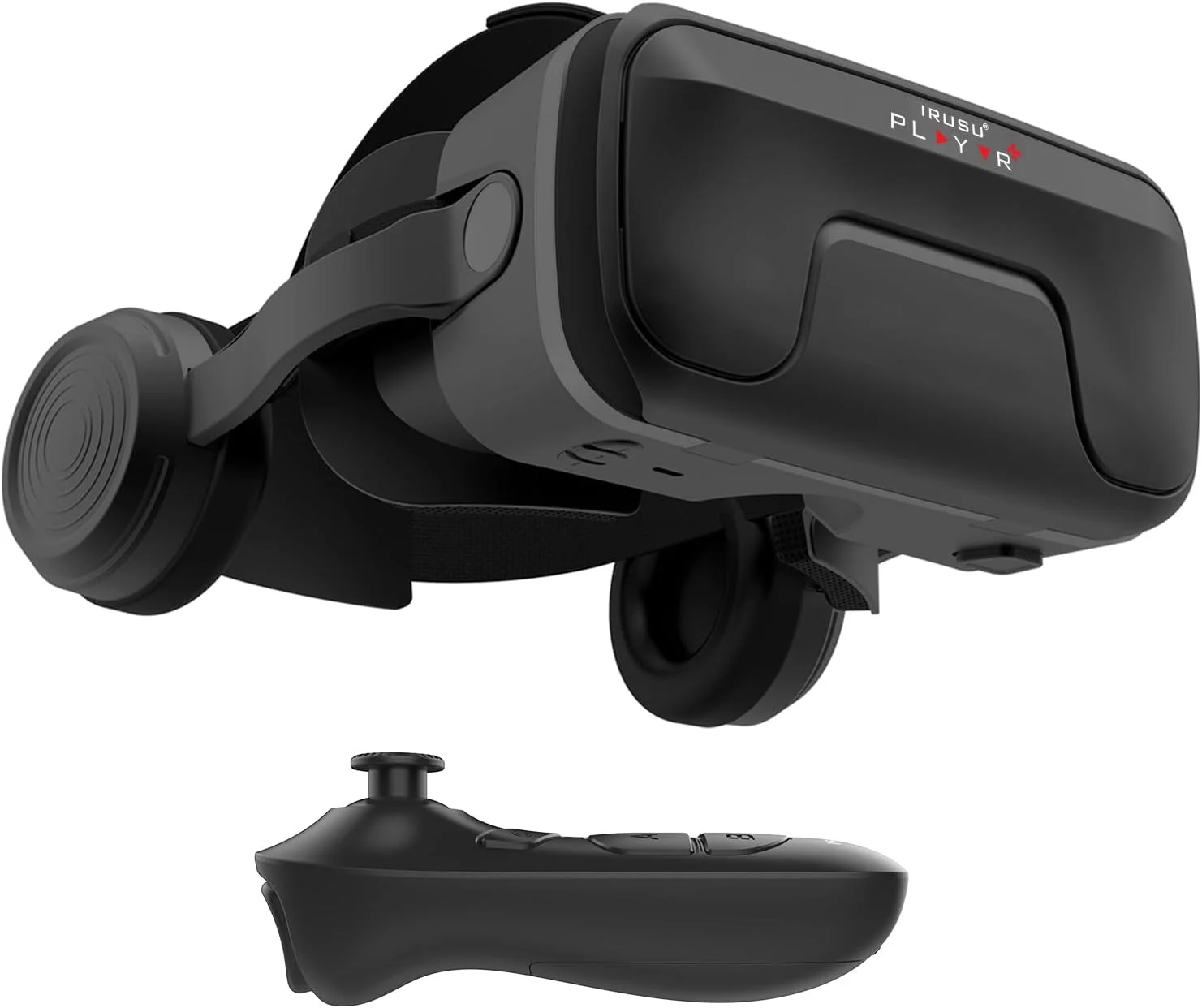 هدست واقعیت مجازی سه بعدی Irusu Play VR Ultra برای موبایل - هدست واقعیت مجازی با لنزهای پوشش داده شده ضد اشعه آبی 40 میلی متری HD، کنترلر، هدفون استریو، کانکتور Type C، دکمه لمسی داخلی برای بازی های واقعیت مجازی موبایل.
