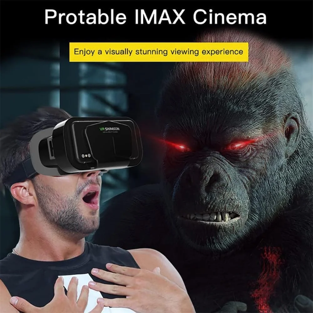 هدست واقعیت مجازی سازگار با آیفون و اندروید، عینک واقعیت مجازی سه بعدی، هدست واقعیت مجازی، پشتیبانی از صفحه نمایش بزرگ 360 درجه پانوراما ضد نور آبی، عینک برای فیلم، بازی عینک واقعیت مجازی (مشکی)