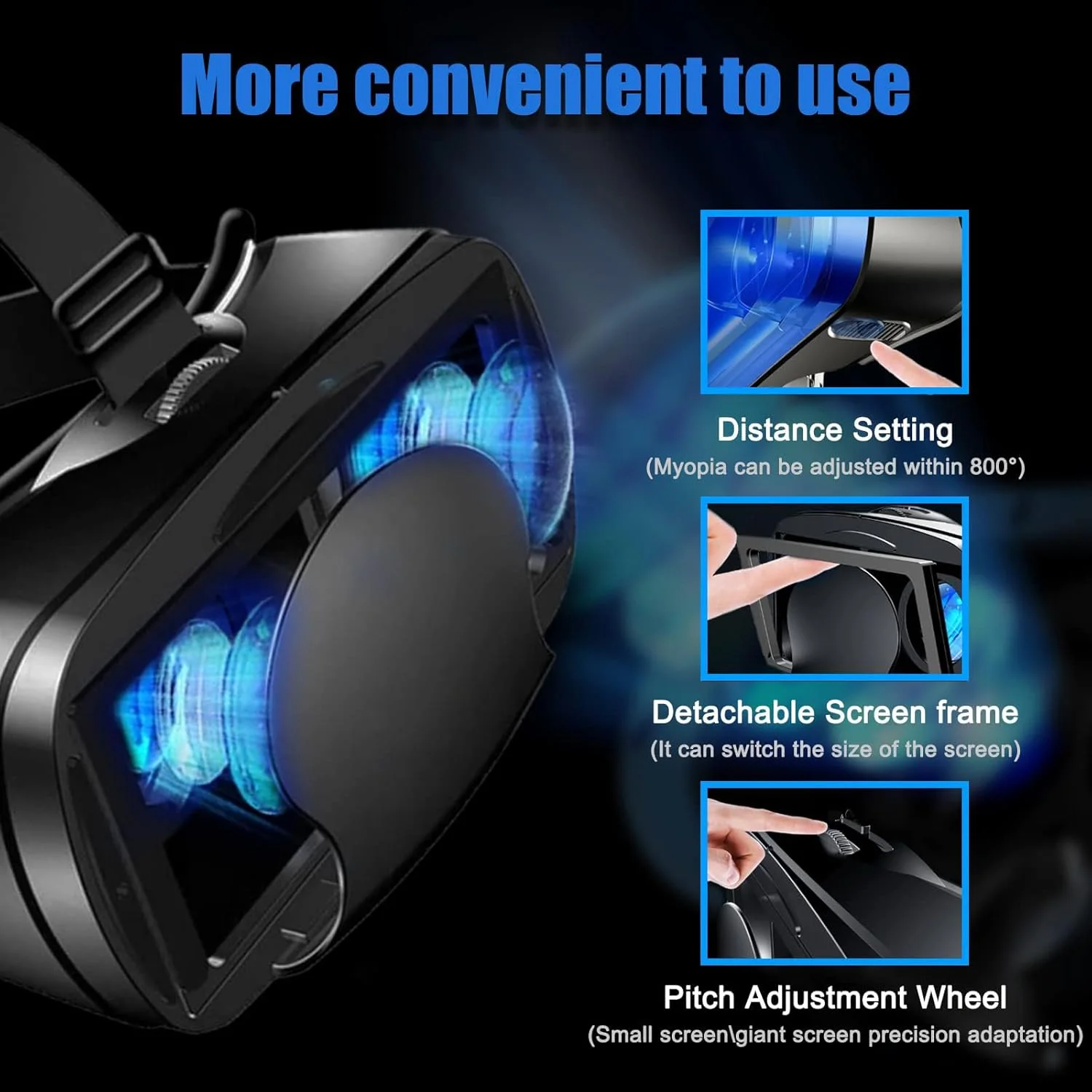 هدست واقعیت مجازی AEVRG، عینک سه بعدی واقعیت مجازی قابل تنظیم، محافظ چشم HD Blu-ray، پشتیبانی از 5 تا 7 اینچ، مشکی برای تلفن های هوشمند اندرویدی