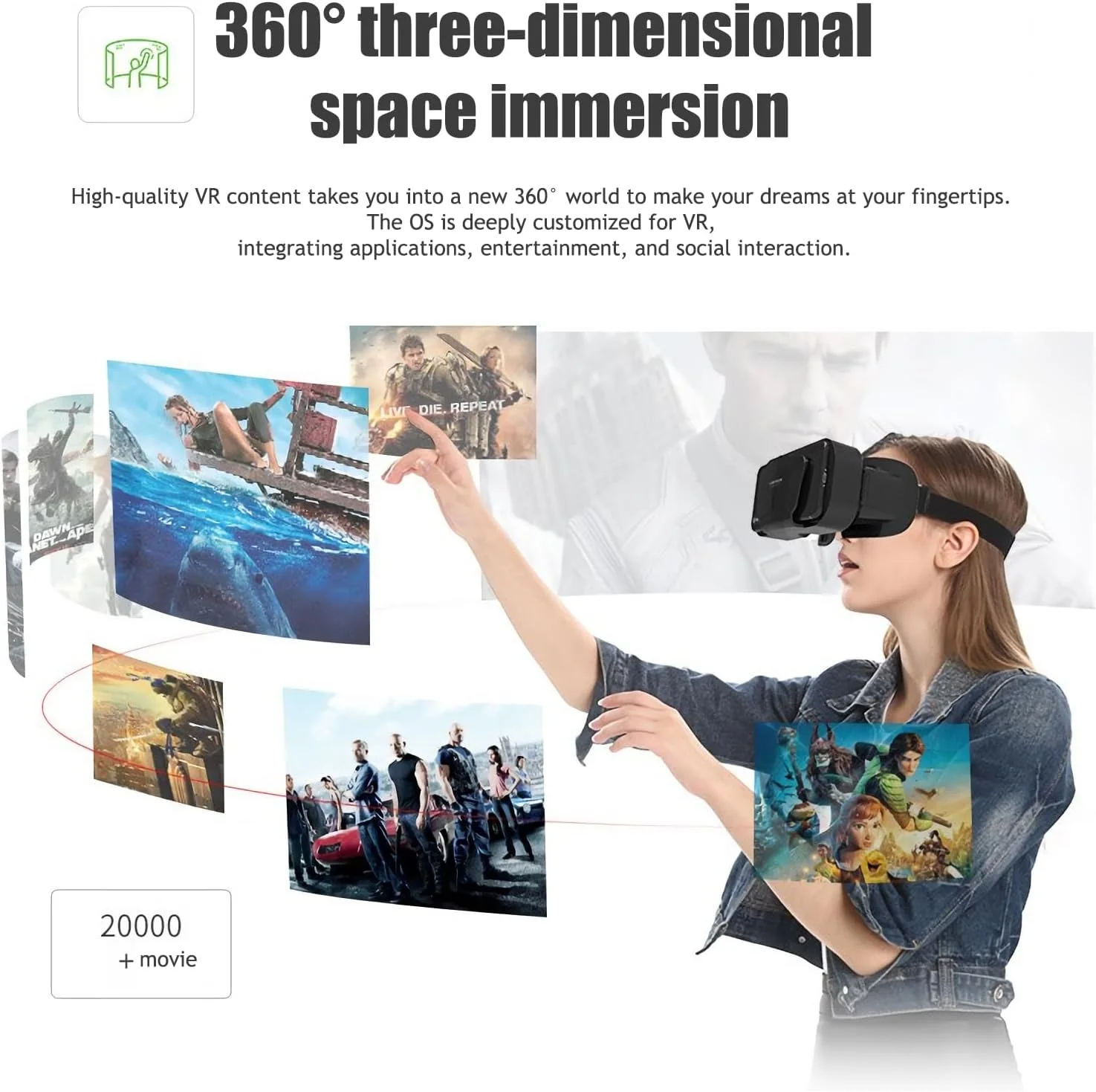 هدست واقعیت مجازی VR، عینک سه بعدی VR، مجموعه VR، عینک واقعیت مجازی سه بعدی قابل تنظیم، پشتیبانی از 7.2 اینچ