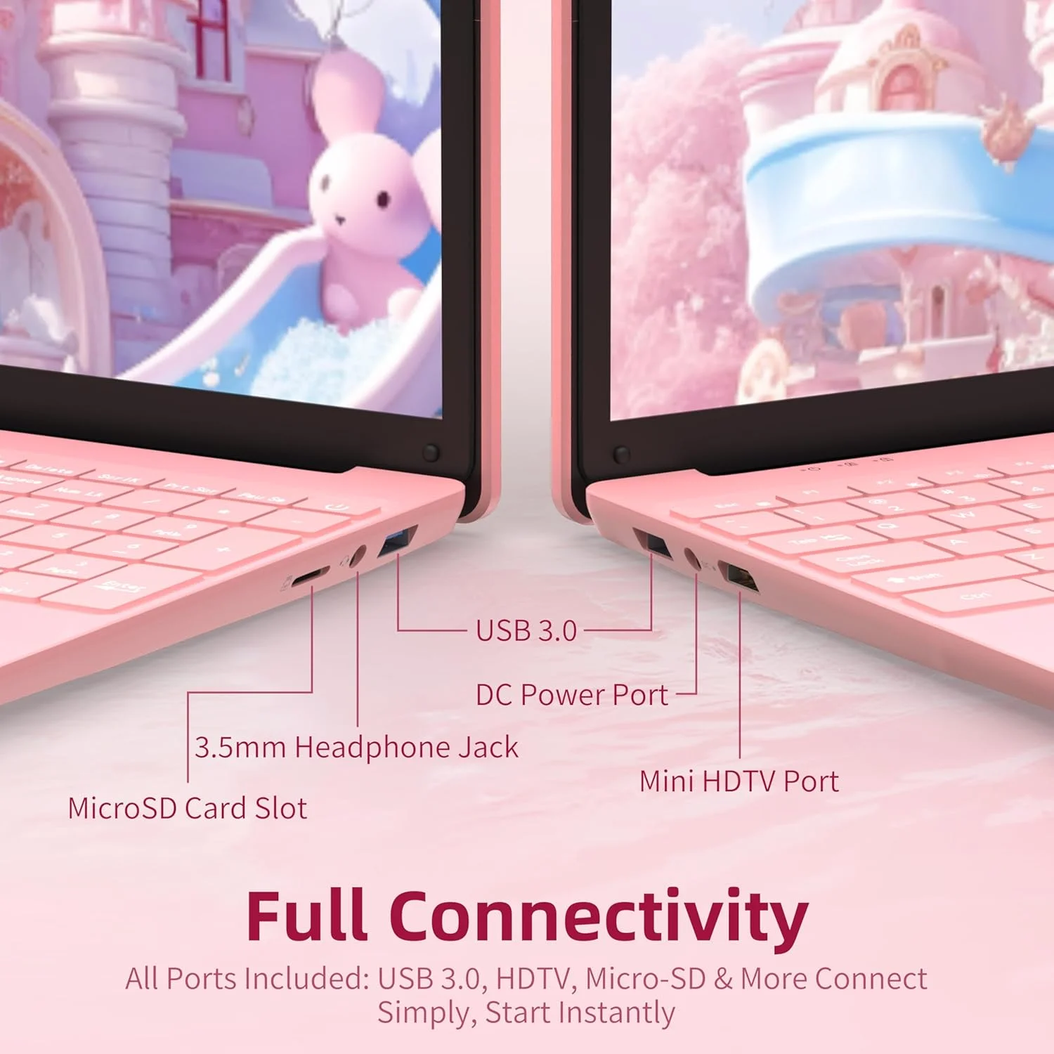 لپ تاپ 15.6 اینچی فول اچ دی با پردازنده گلد 6500Y، رم 16 گیگابایتی، اس اس دی 512 گیگابایتی، صفحه نمایش FHD IPS، کیبورد با نور پس زمینه، نوت بوک قابل حمل صورتی، سیستم از پیش نصب شده، طراحی باریک و قابل حمل (PIN 6500 16+512)